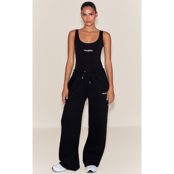 BLACK PRETTYLITTLETHING WIDE LEG SWEATPANTS Size XL Reg $76.00 NWT - Picture 1 of 9